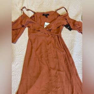 Forever 21 Rust Cold-Shoulder Wrap Maxi Dress